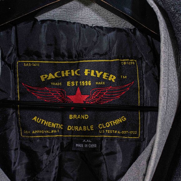 Pacific Flyer Embroidered Varsity Jacket Faux Suede XXL VTG 90s Streetwear - Picture 5 of 16